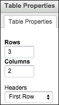 Screenshot of table properties menu in LibGuides.