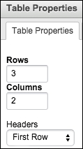 Screenshot of table properties menu in LibGuides.